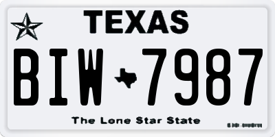 TX license plate BIW7987