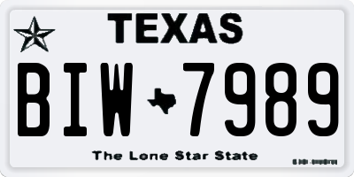 TX license plate BIW7989