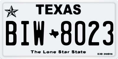 TX license plate BIW8023
