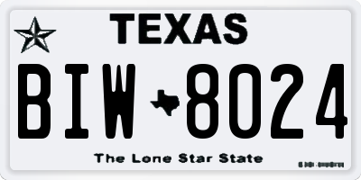 TX license plate BIW8024