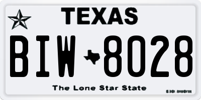 TX license plate BIW8028