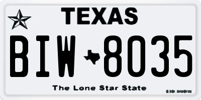 TX license plate BIW8035