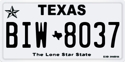 TX license plate BIW8037