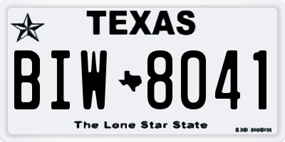TX license plate BIW8041
