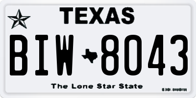 TX license plate BIW8043