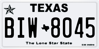 TX license plate BIW8045