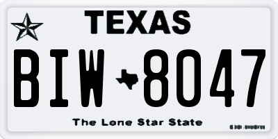 TX license plate BIW8047