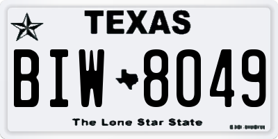 TX license plate BIW8049