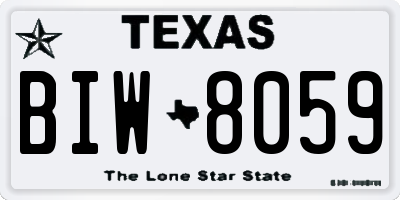TX license plate BIW8059