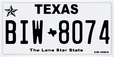 TX license plate BIW8074