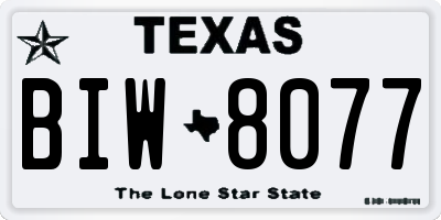 TX license plate BIW8077