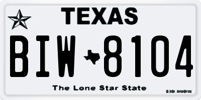 TX license plate BIW8104