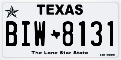 TX license plate BIW8131