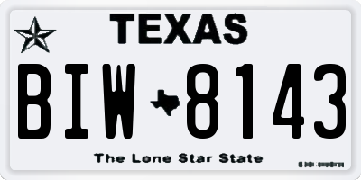 TX license plate BIW8143