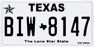 TX license plate BIW8147