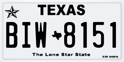 TX license plate BIW8151