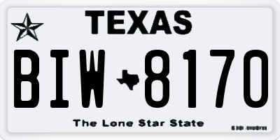 TX license plate BIW8170