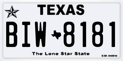 TX license plate BIW8181