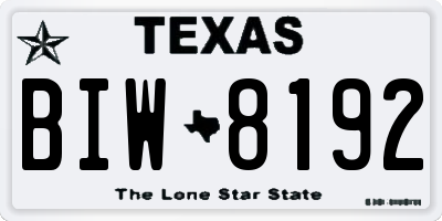 TX license plate BIW8192