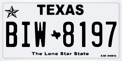 TX license plate BIW8197