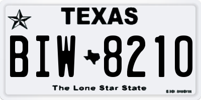 TX license plate BIW8210