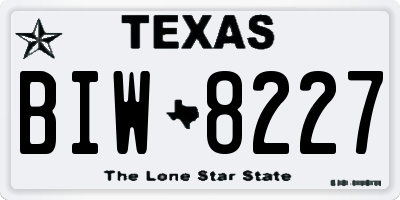 TX license plate BIW8227