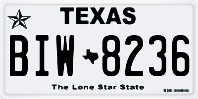 TX license plate BIW8236