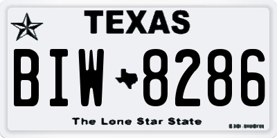 TX license plate BIW8286
