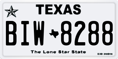 TX license plate BIW8288