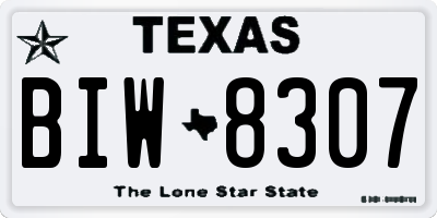 TX license plate BIW8307