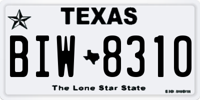 TX license plate BIW8310