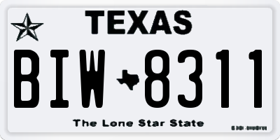 TX license plate BIW8311