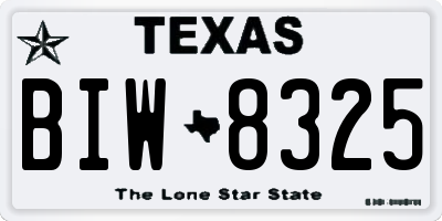 TX license plate BIW8325