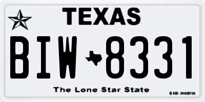 TX license plate BIW8331