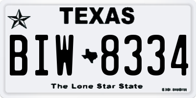 TX license plate BIW8334