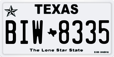 TX license plate BIW8335