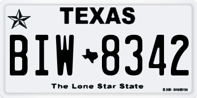 TX license plate BIW8342