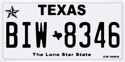 TX license plate BIW8346