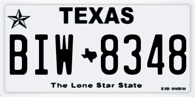 TX license plate BIW8348
