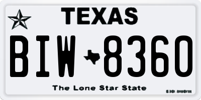 TX license plate BIW8360