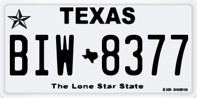 TX license plate BIW8377