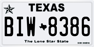 TX license plate BIW8386