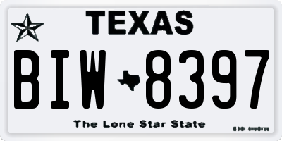 TX license plate BIW8397