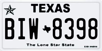 TX license plate BIW8398