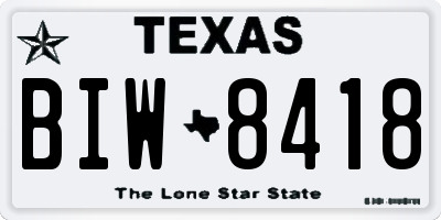 TX license plate BIW8418