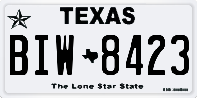 TX license plate BIW8423
