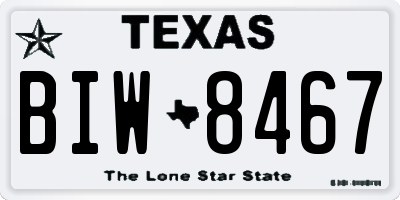 TX license plate BIW8467
