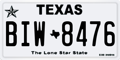 TX license plate BIW8476