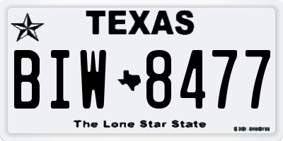 TX license plate BIW8477