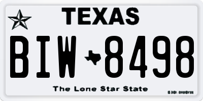 TX license plate BIW8498